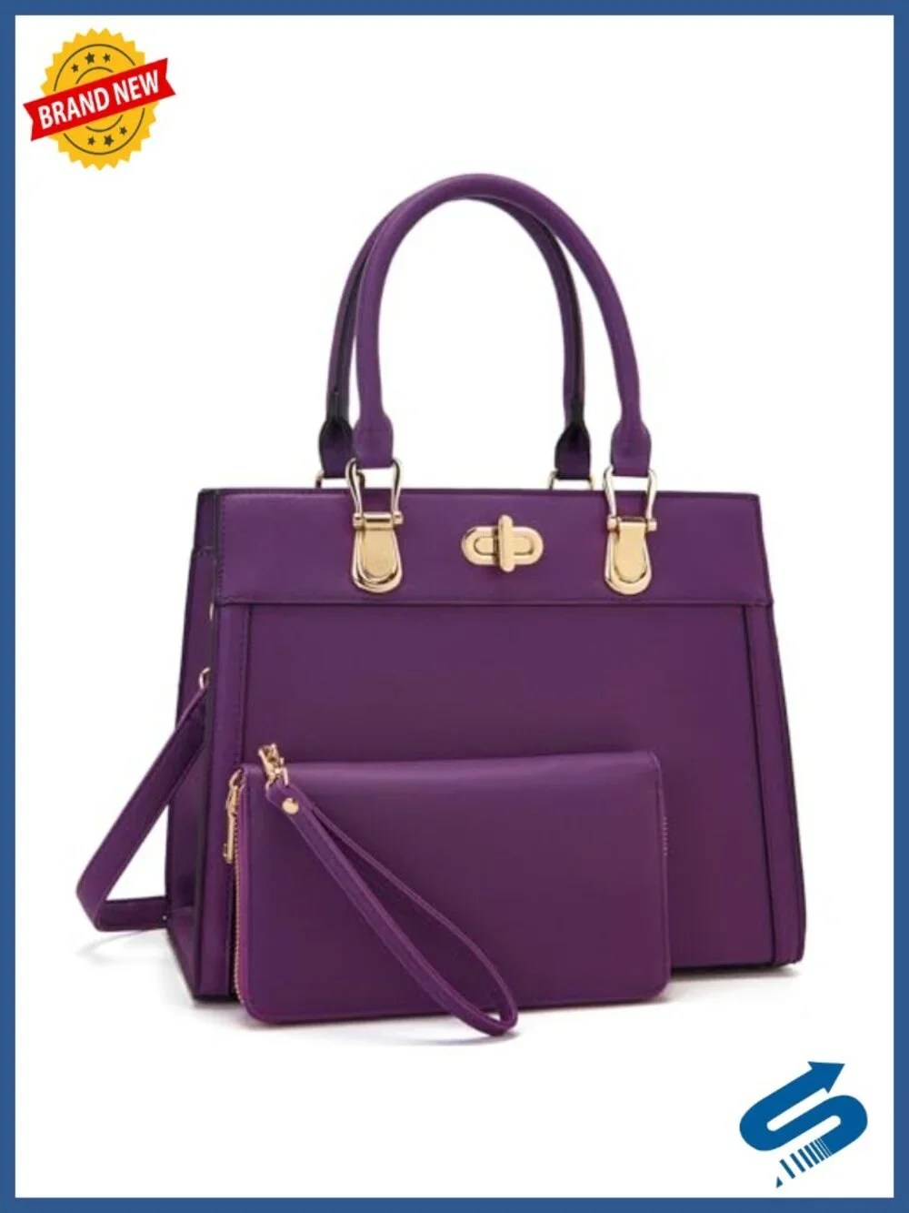 Women's 2-Piece Satchel Handbag & Wallet Set with Detachable Strap